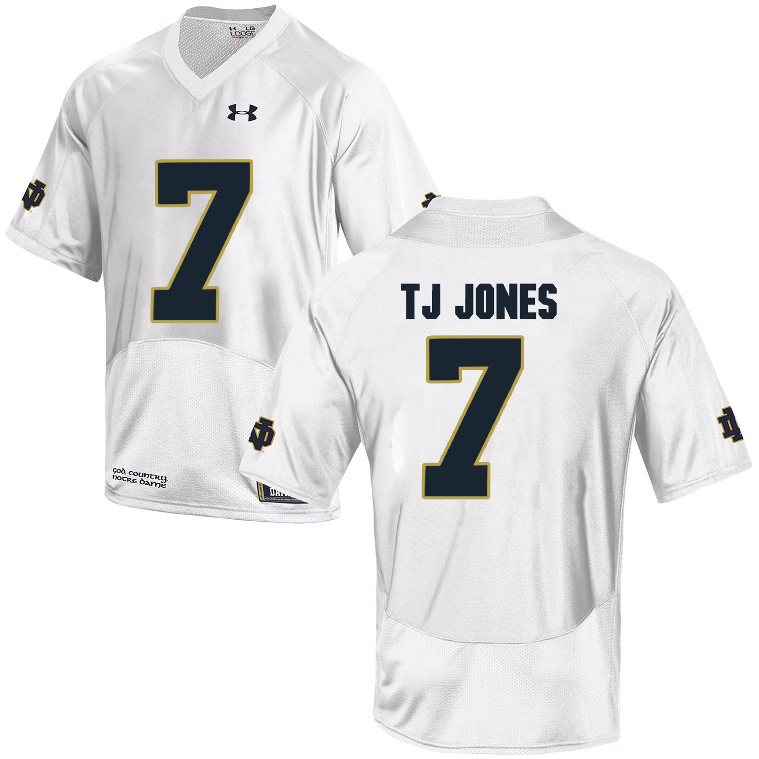 Men Norte Dame Fighting Irish #7 Tj Jones White Customized NCAA Jerseys
